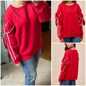 ❤️ JUST ARRIVED ❤️ Red Sweatshirt with Bow Sleeve Detail